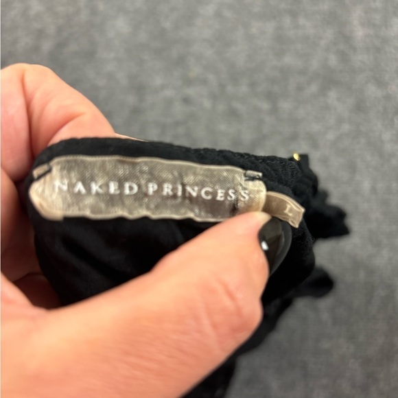 NAKED PRINCESS Women’s Black Spaghetti Strap Hi-Low Dress size: Large - Picture 6 of 9